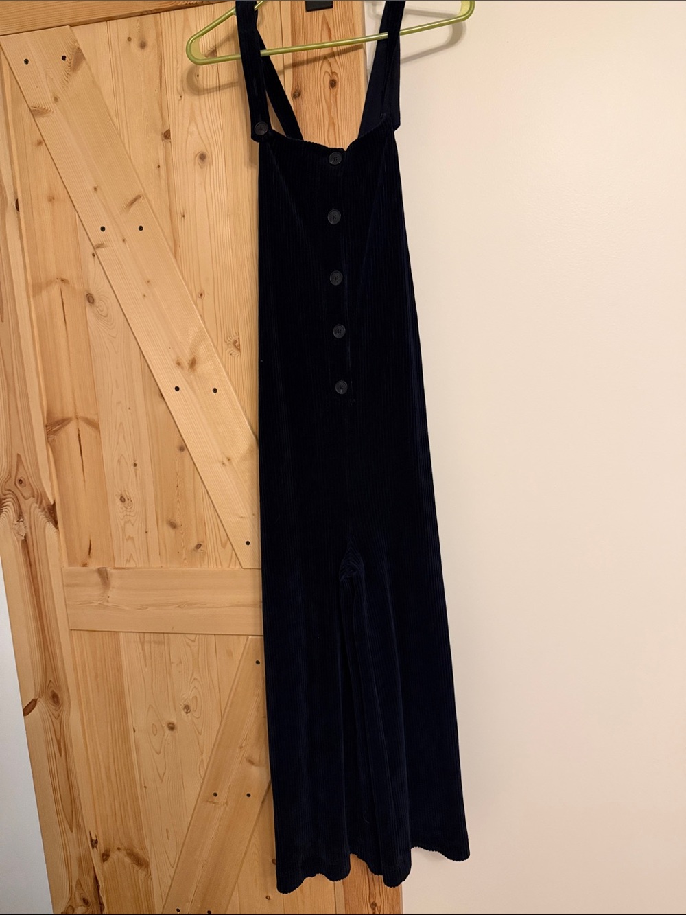 Madewell Navy Corduroy Button-Front Wide-Leg Jumpsuit